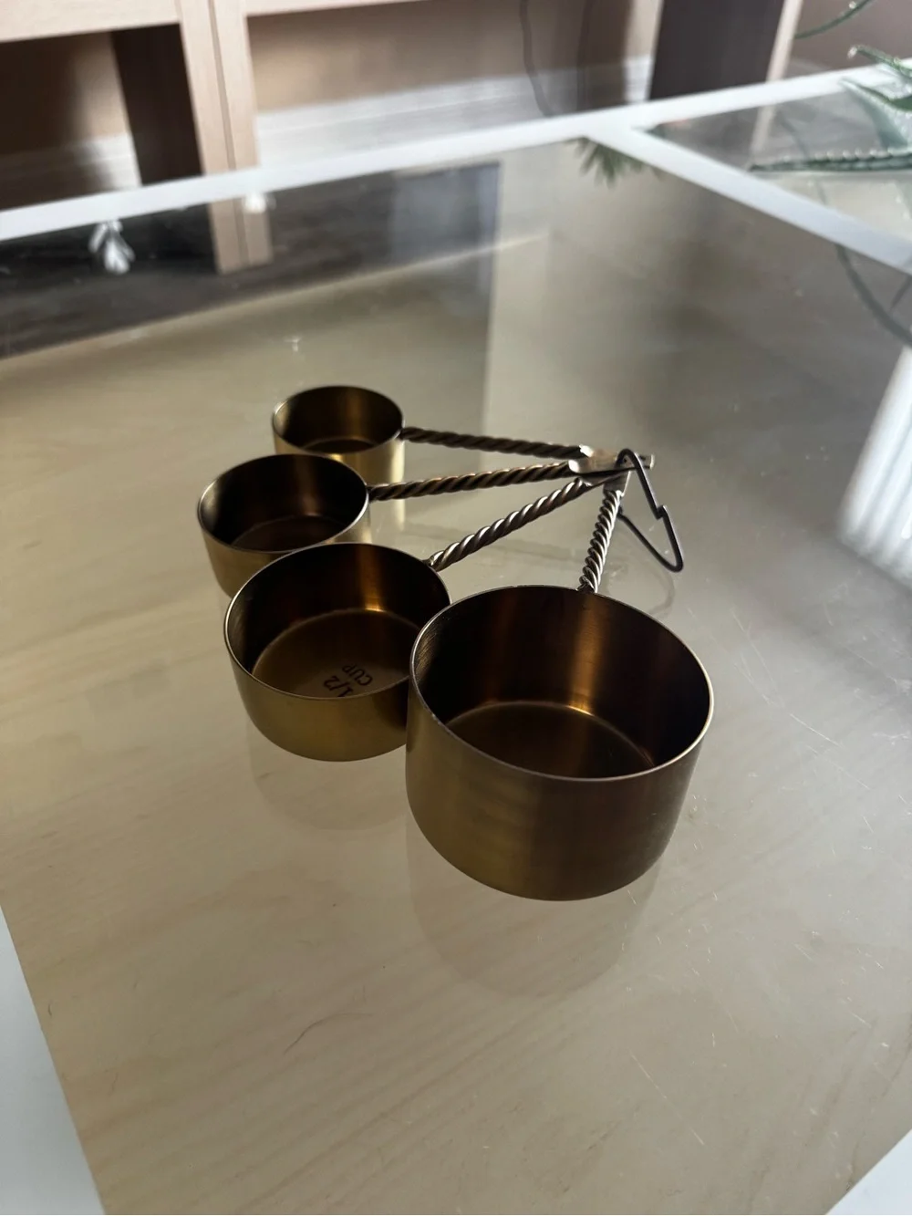 Magnolia antique brass twisted measuring cup set